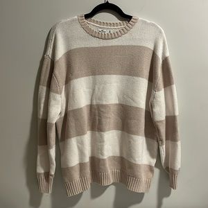 Hollister tan and white stripe sweater